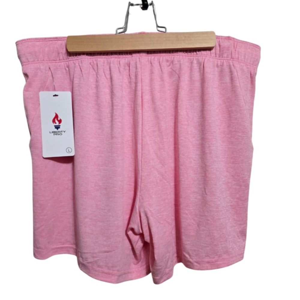 NWT Liberty Pro Women's Drawstring Athletic Shorts Size L Pink Zippered Pockets